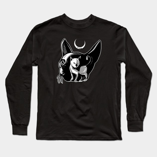Moon Cat Long Sleeve T-Shirt by sebrodbrick